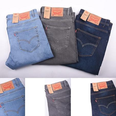Pack de 3 jeans De luxe coupe Normal Ref-VT1991 ( Bleu petrole + Bleu clair + Gris )