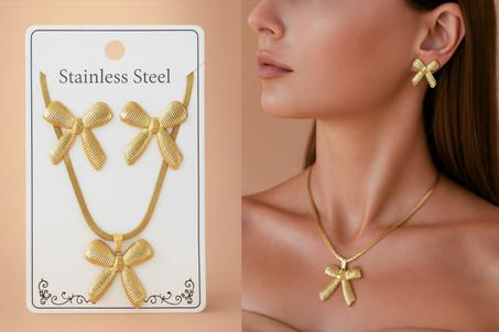 ✨ طقم لبديل الذهب اللون الذهبي ✨✨ Ensemble en Acier Inoxydable Doré ✨