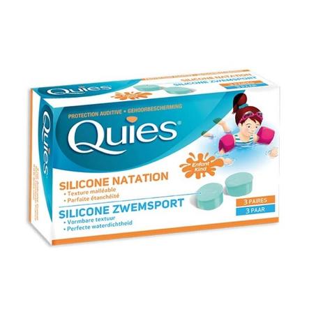 Quies Ear Protection Earplugs Silicone Swimming Kids 3 Pairs