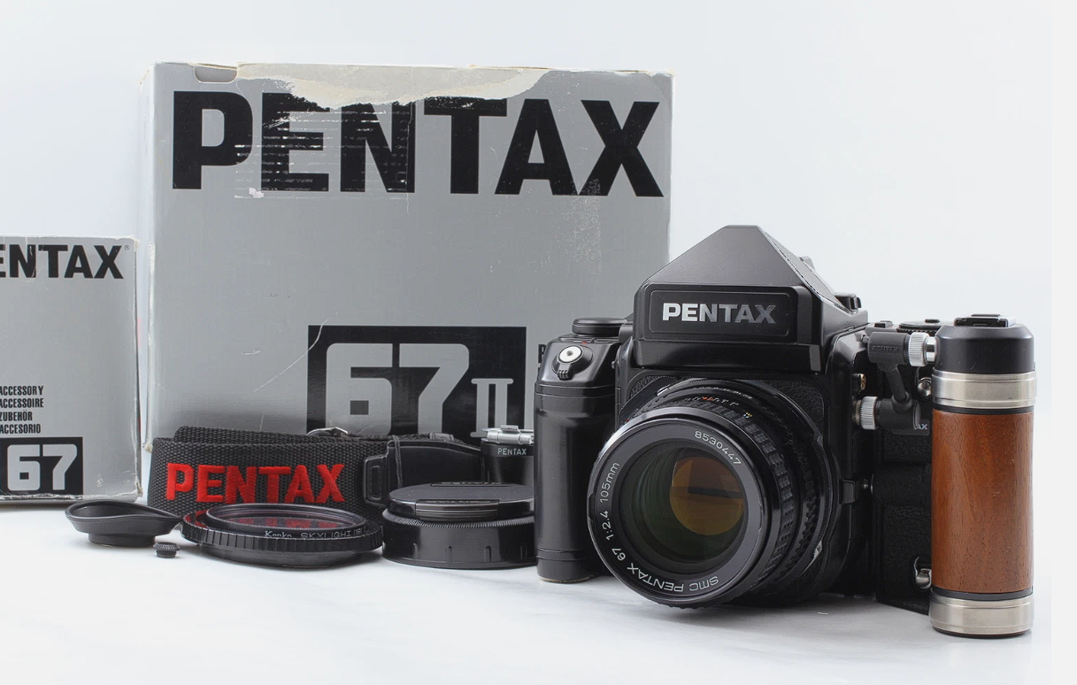Pentax 67II AE Medium Format Camera w/ SMC 105mm f/2.4 Lens & Magnifier