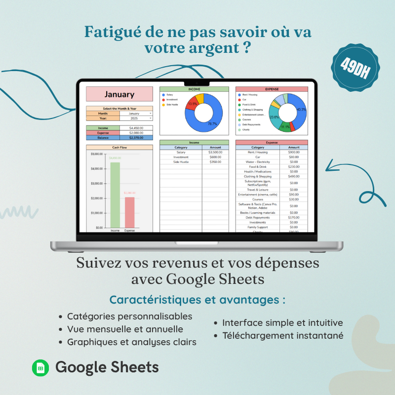 Suivi Budget & Dépenses – Modèle Google Sheets de Gestion des Finances