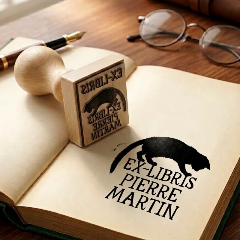 Cat-Themed Book Stamps