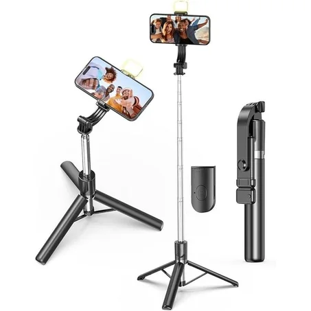 Selfie Stick R1S-L — Fill Light Intégré + Trépied
