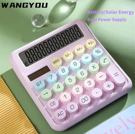 ألة حاسبة لوحة مفاتيح ميكانيكية, عرض 12 رقمًا, مزود طاقة شمسية  جمالية عالية,