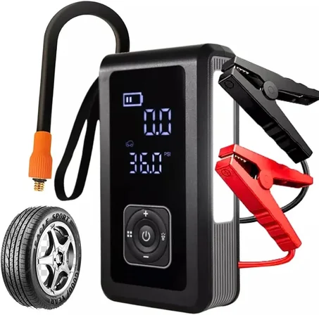 Démarreur Batterie 12V + Compresseur d’Air 150 PSI – 15000mAh | 5 en 1