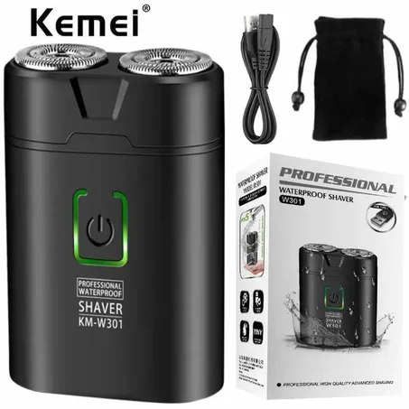 KEMEI KM-W301 الة صغيرة للحلاقة الكهربائية    شفرتان  USB  قابلة للشحن