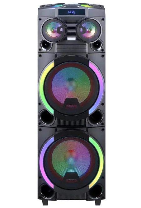 مكبر صوت لاسلكي عالي القوة يعمل بالبلوتوث، جهاز صوت يشمل 100 نبرة، مزود بميكروفون مزدوج، حجم "12 بوصة، محمول، رباعي، للخروج في الهواء الطلق، للحفلات والندوات  وات W 38000