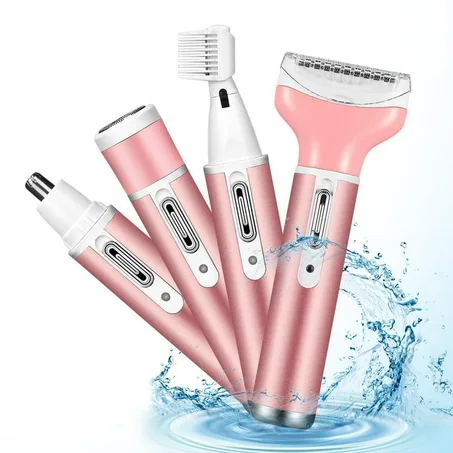 Kemei جهاز إزالة الشعر الكهربائي  4  في 1 للنساء،  قابلة لإعادة الشحن