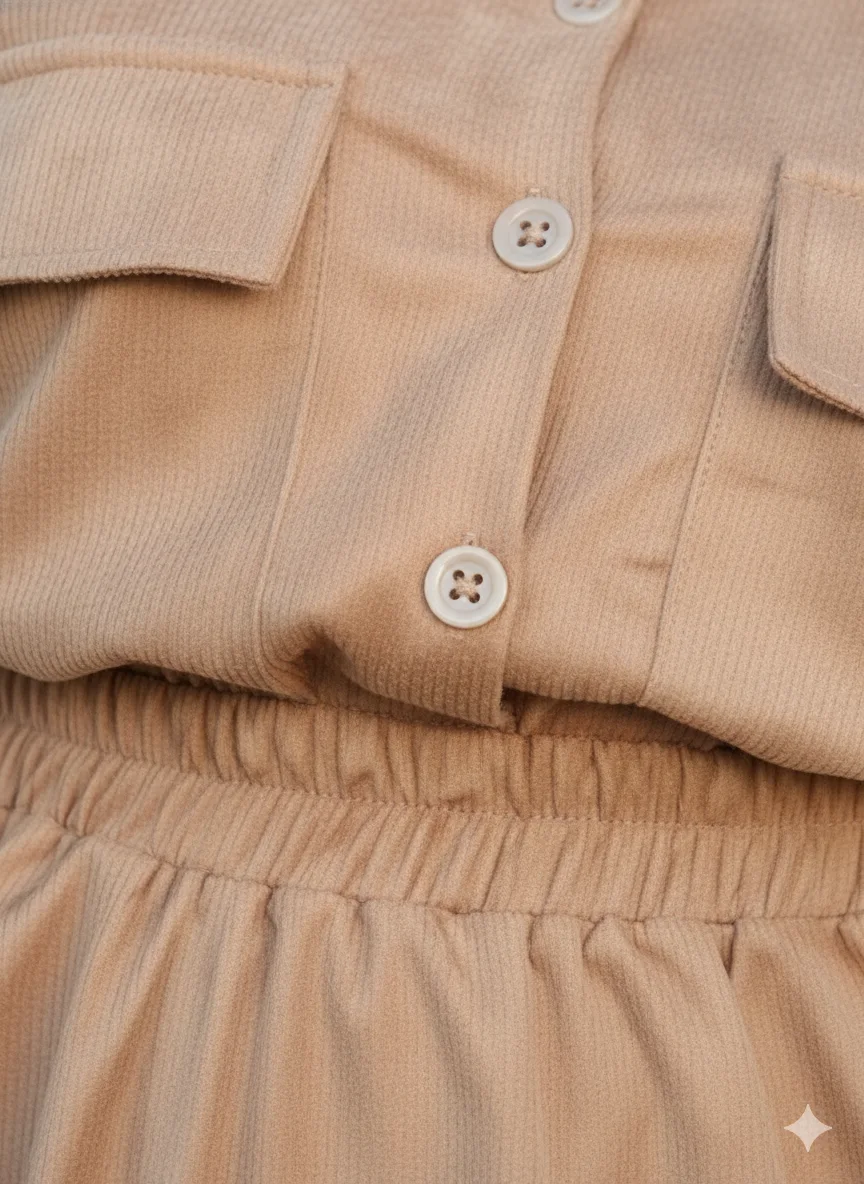 🌾 اونسومبل طويل بقَصّة قميص بلون البيج الهادئ