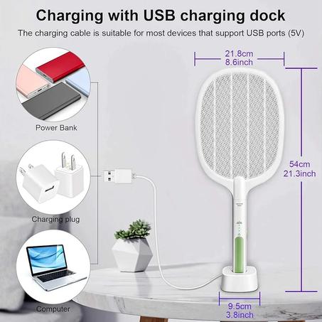 ! المضرب الكهربائي الصاعق وداعًا للباعوض ، تقدر تحارب الحشرات بكل سهولة الآن