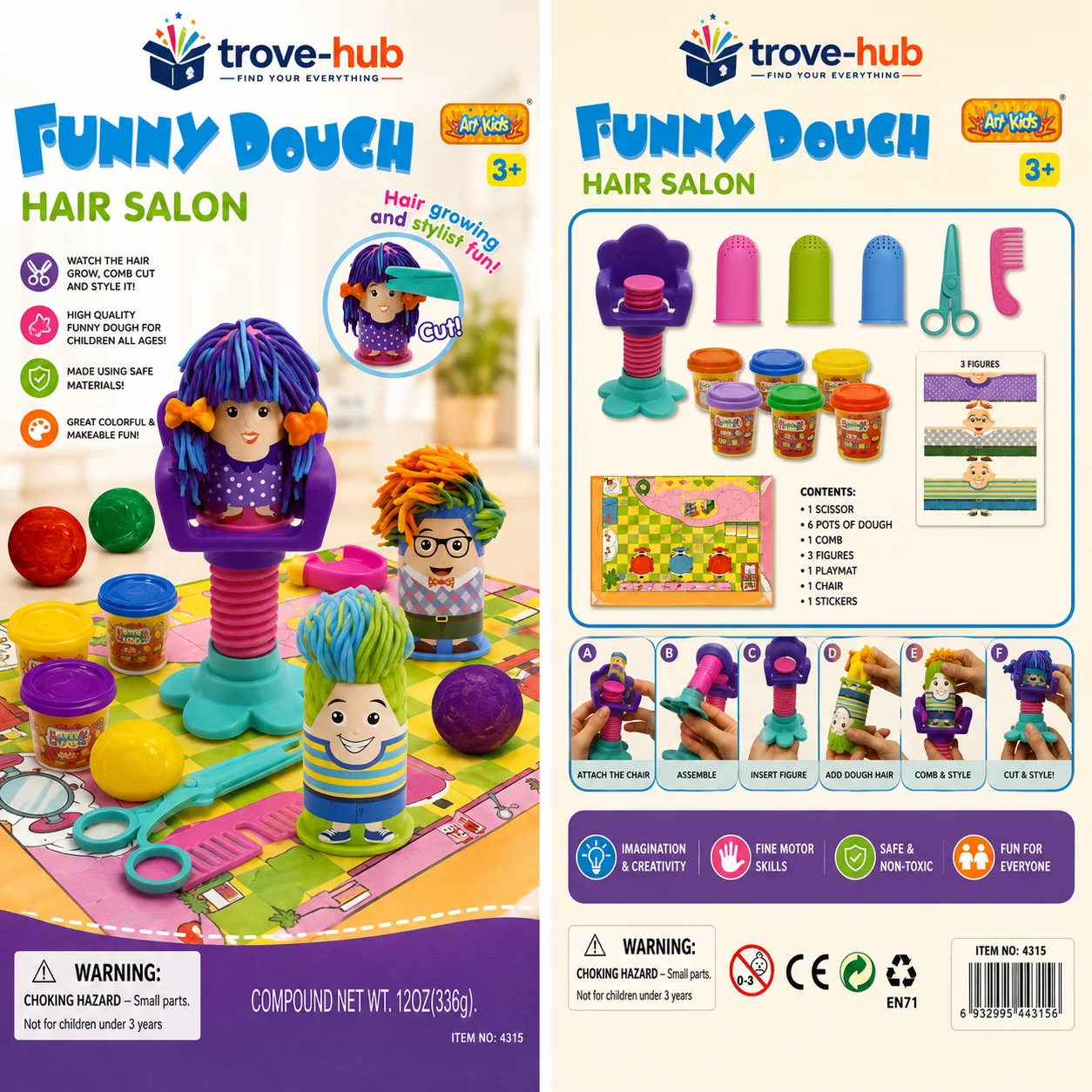 لعبة صالون الشعر بالعجينة للأطفال – Funny Dough Hair Salon