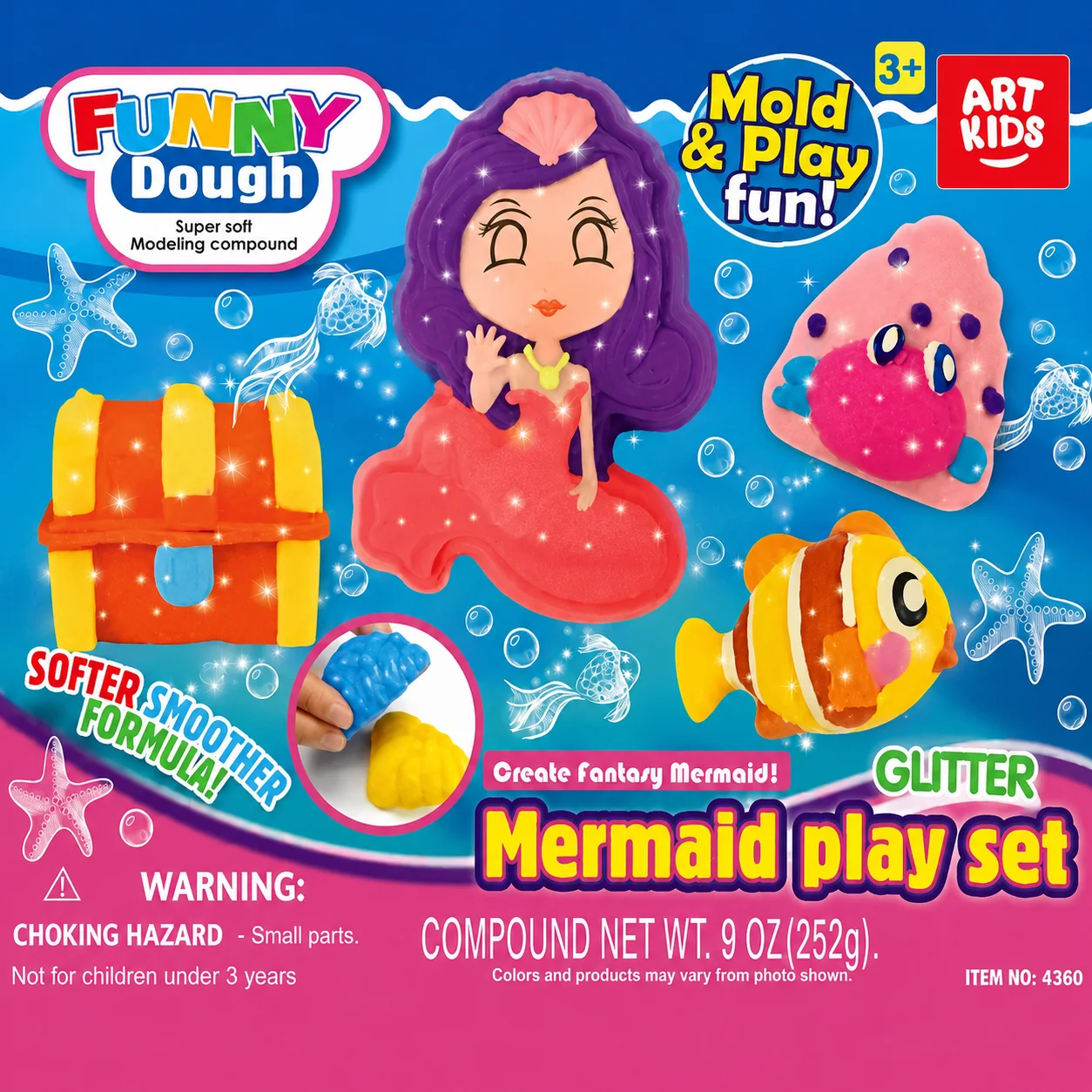 طقم عجينة حورية البحر بالجليتر – Funny Dough Mermaid Play Set