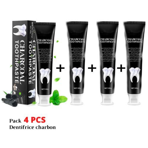 Charcoal Toothpaste Pack 4 Charcoal Toothpaste - blanchiment des dents rapide -100g