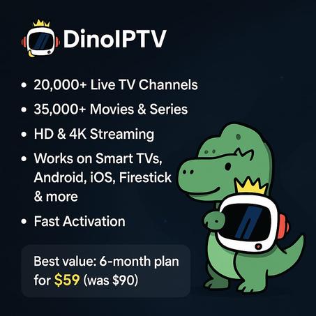 📺 DinoIPTV – Premium IPTV Subscription (USA & Global Channels) 🌎✅