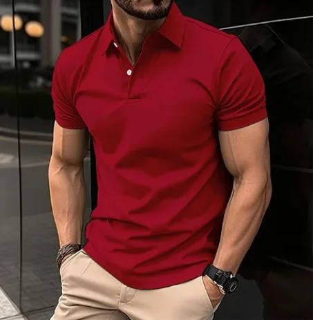 T-shirt Polo à Manches Courtes pour Homme, Haut Respirant, Décontracté, à la Mode, Couleur Unie, Nouvelle Collection Été 2024