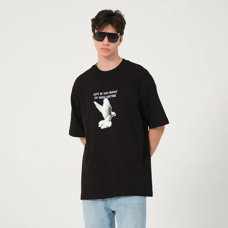 Black Oversized Printed T-Shirt