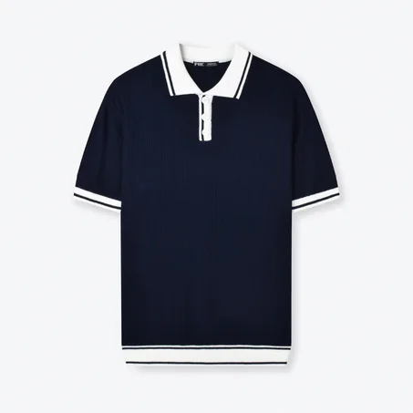 CONTRAST KNIT POLO SHIRT