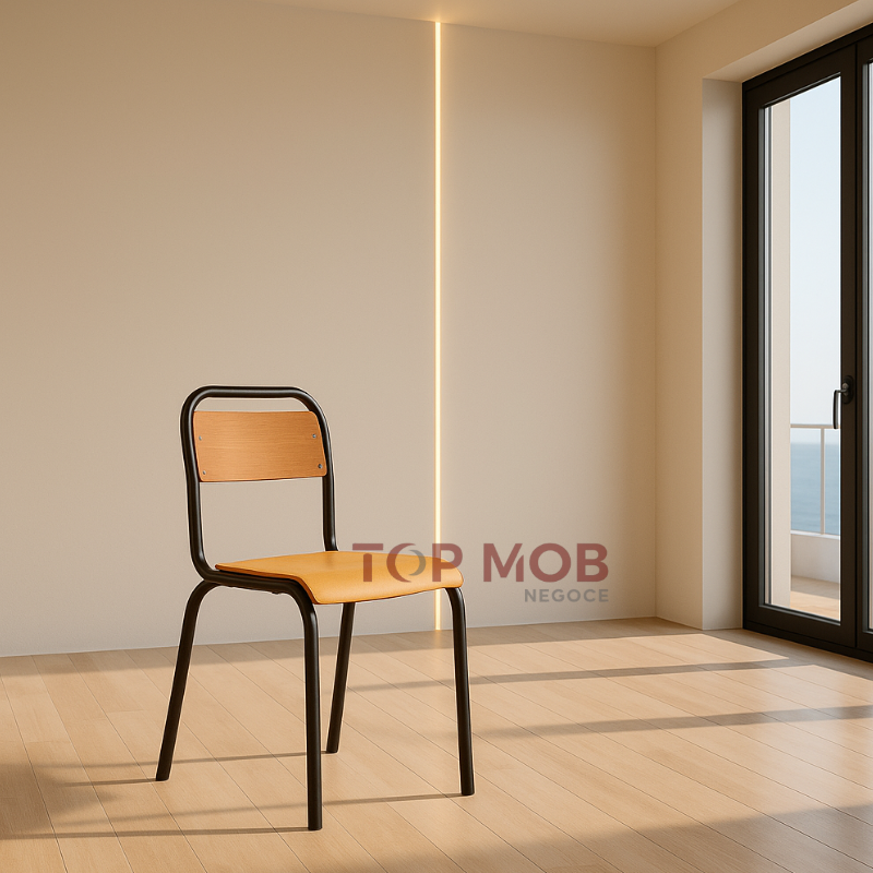 Chaise semi métallique dossier carré (grand/ petit modèle)