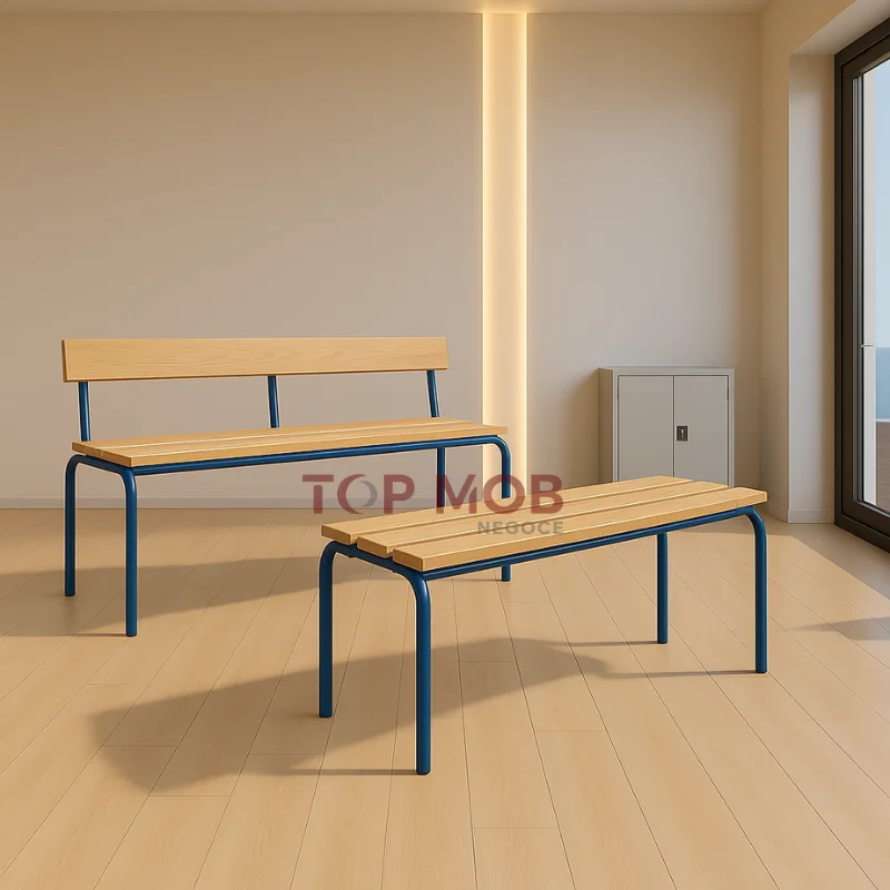 Banc métallique avec assise en bois – Disponible avec ou sans dossier