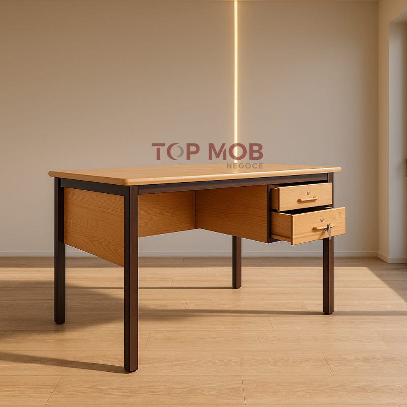 Bureau semi métallique avec deux tiroirs