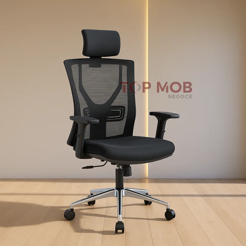Fauteuil de Bureau Ergonomique en Maille – Base Chromée
