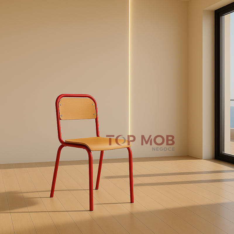 Chaise semi métallique dossier carré (grand/ petit modèle)