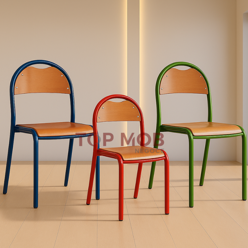 Chaise semi métallique dossier rond (grand/ petit modèle)