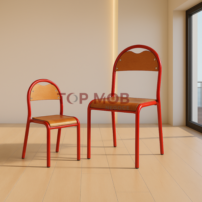 Chaise semi métallique dossier rond (grand/ petit modèle)