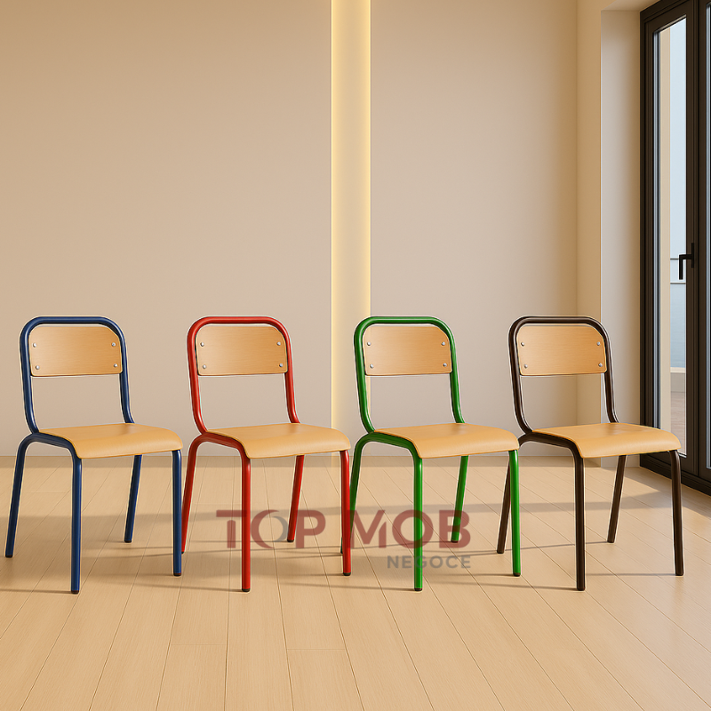 Chaise semi métallique dossier carré (grand/ petit modèle)