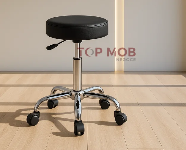 Chaise Tabouret en Similicuir Base Chromée