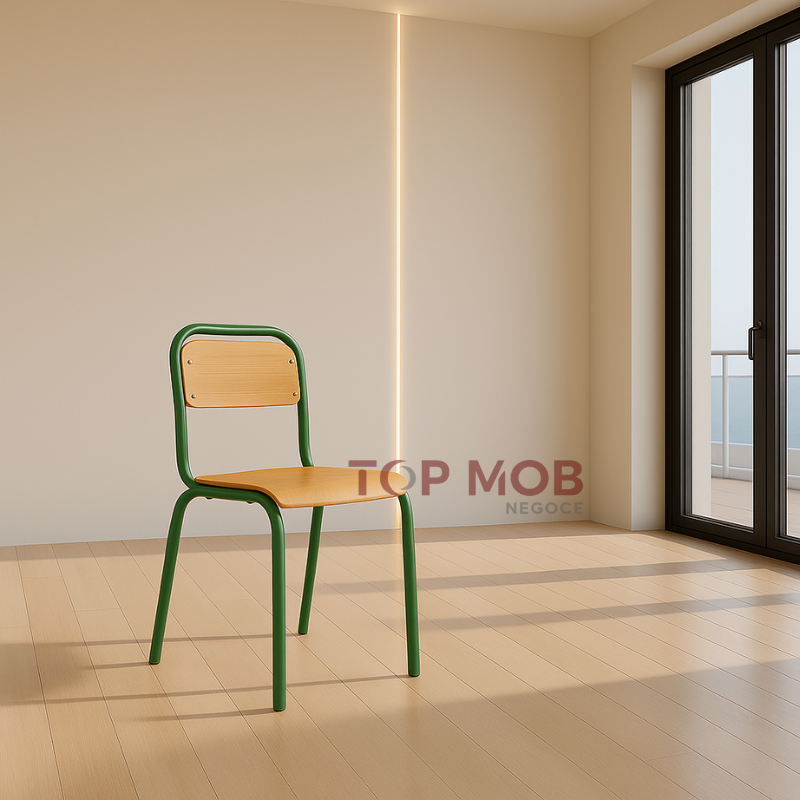 Chaise semi métallique dossier carré (grand/ petit modèle)