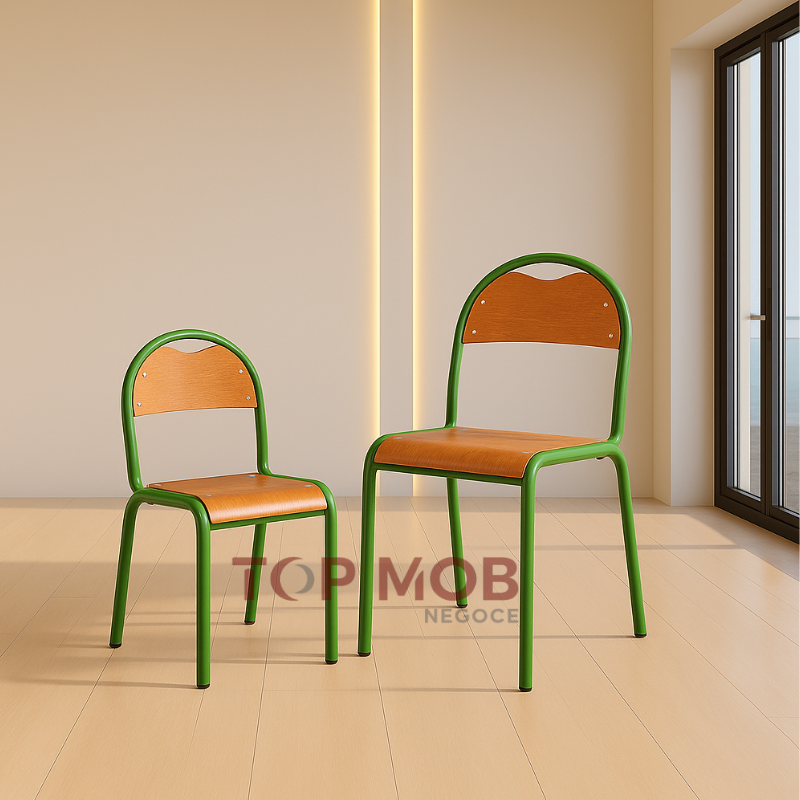 Chaise semi métallique dossier rond (grand/ petit modèle)