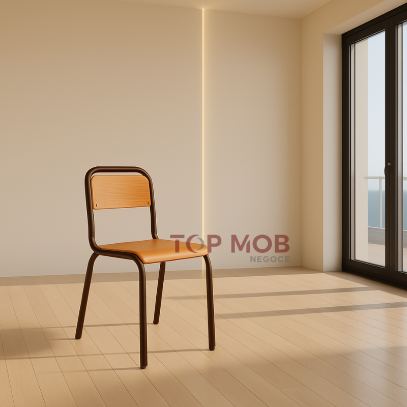 Chaise semi métallique dossier carré (grand/ petit modèle)