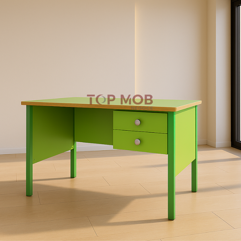 Bureau semi métallique avec deux tiroirs