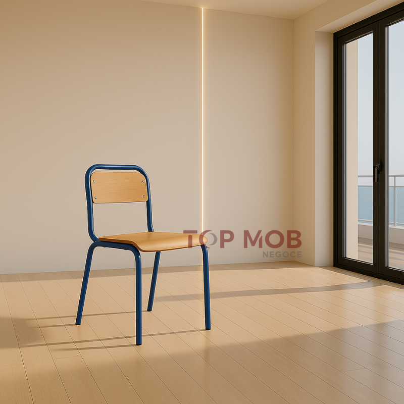 Chaise semi métallique dossier carré (grand/ petit modèle)