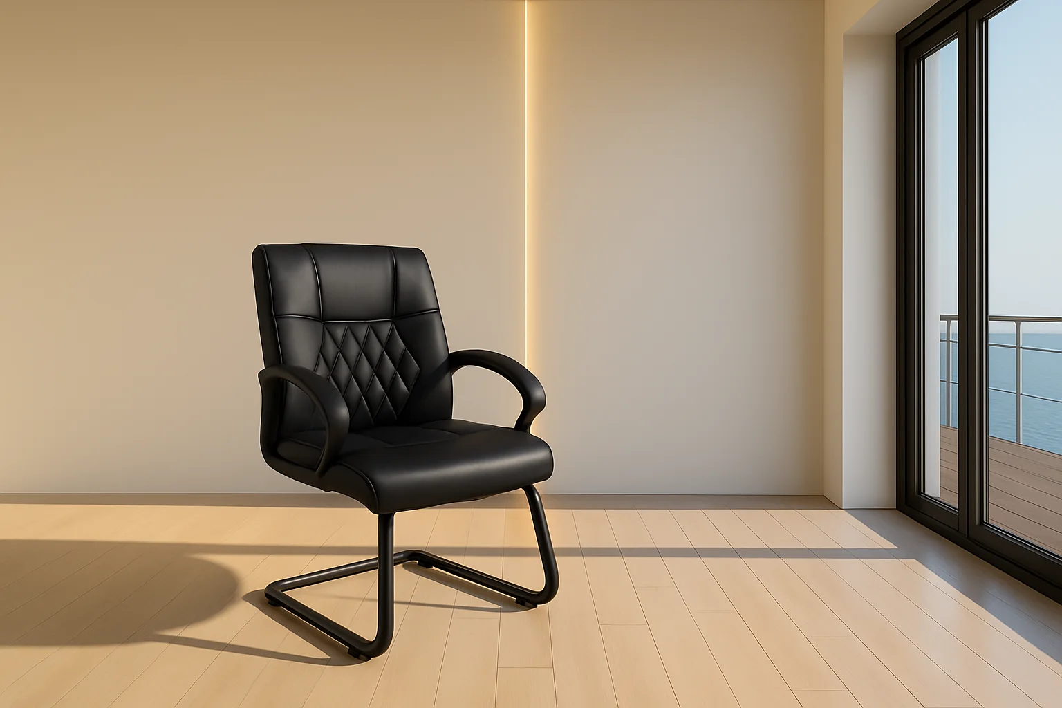 Chaise visiteur en simili cuir – Pied luge métal noir