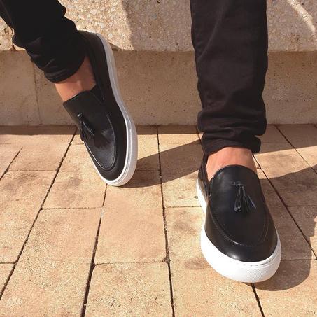 حذاء من الجلد G003 TABAC and Noir