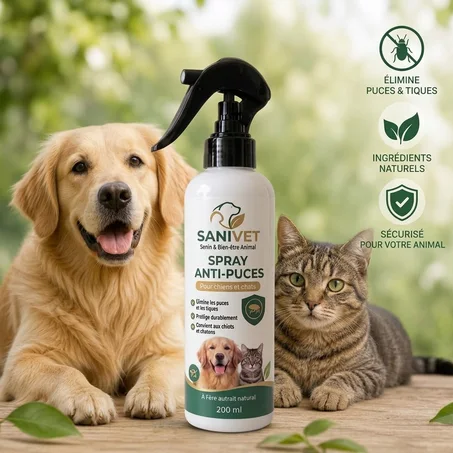 SaniVet - Spray Anti-Puces, Tiques & Poux - 200ml