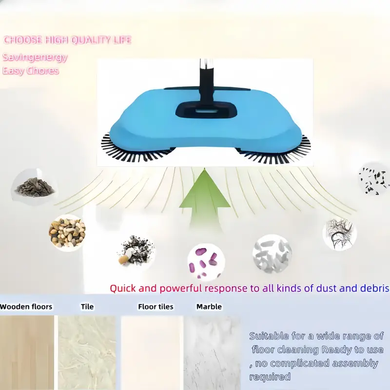 • مكنسة سحرية دوارة بتصميم قابل للتعديل للمنازل والمكاتب