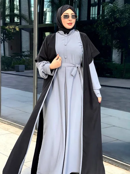 عباية أربع قطع ثوب كريب حرير