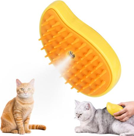 فرشاة بخار للقطط 3 في 1، فرشاة بخار للقطط ذاتية التنظيف، فرشاة بخار للقطط للتدليك، فرشاة بخار للحيوانات الاليفة لازالة الشعر المتشابك والسائب
