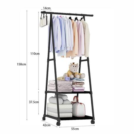 علاقة ملابس مع رفوف لترتيب احتياجاتك