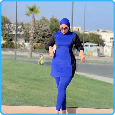 بوركيني طويل 3 قطع ✨ | موضة محتشمة وأنيقة للصيف