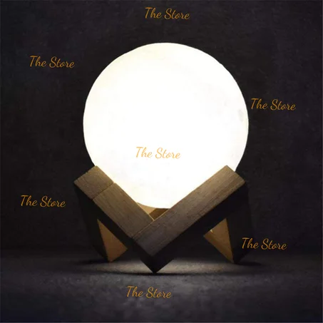 Lampe lune 3D avec base en bois de 5,9 pouces