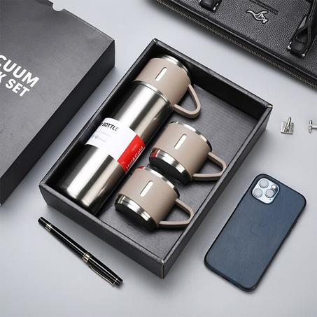 Thermos en Acier Inoxydable + 2 Tasses de Luxe