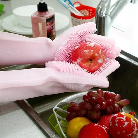 Magic Lave-linge Brosse Gant de silicone Récensable Ménage Anti Scald Lave-vaisselle Gants pour cuisine