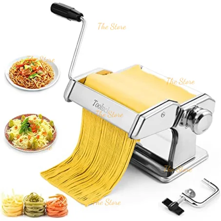 Machine pour Faire des Pâtes, Machine à Pâtes, Spaghettis, tagliatelles, lasagnes, Epaisseur de coupe: 6 réglages d'épaisseur de 0,5 à 3 mm, Matériau: Acier inoxydable