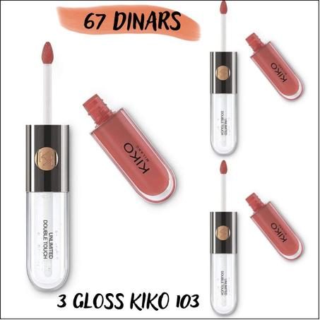 3x GLOSS KIKO - UNLIMITED DOUBLE TOUCH - Ref 103
