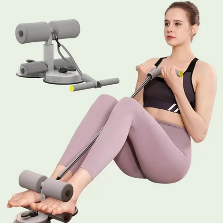 حامل أرضي قابل للتعديل مع أكواب شفط قوية وحبل مقاومة – لتقوية عضلات البطن والقدم والساق، بثلاث مستويات مرنة للتدريب المنزلي