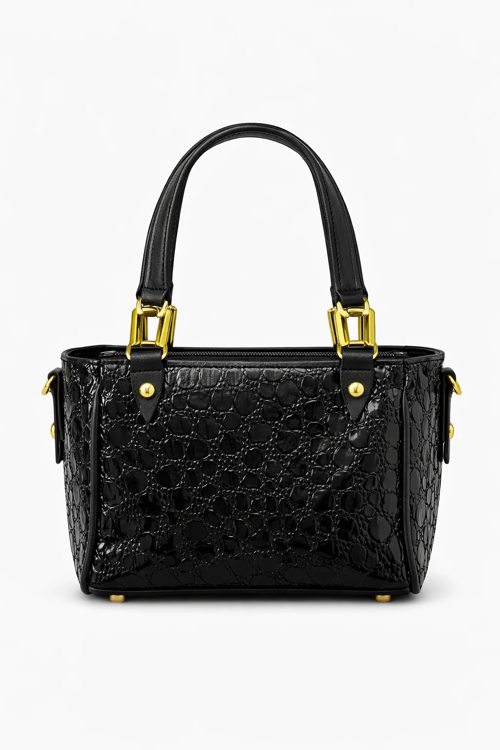 Sac Noir Bellasita – Cuir Texturé Crocodile